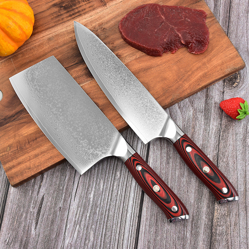 Damascus kitchen knife set chef's knife