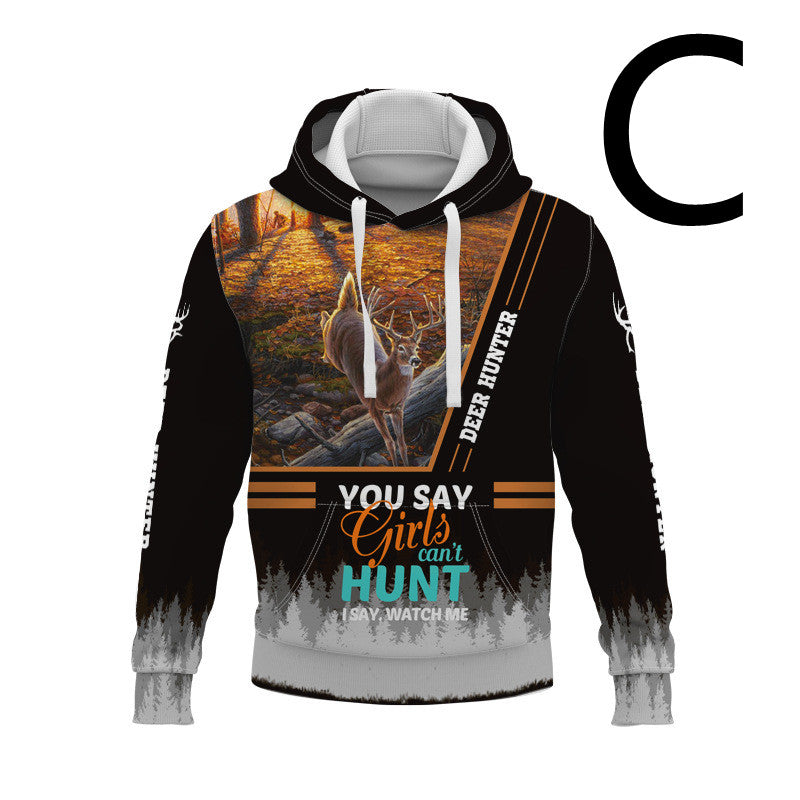 Hunting Cultural Deer Series 3D Digital Printing Hooded Sweater