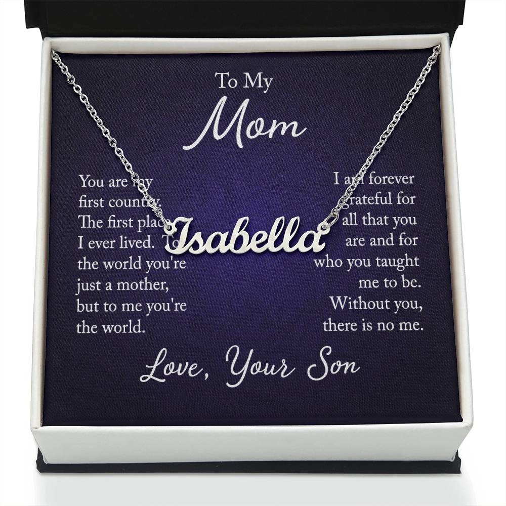 Custom Name Necklace w/ Message Card - For Mom From Son