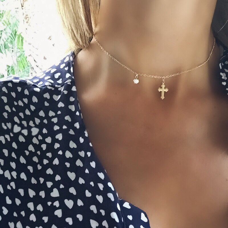 European And American Cross Zircon Choker