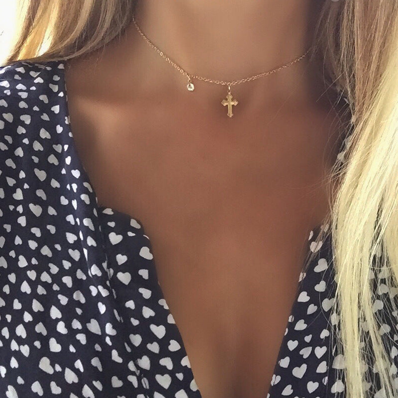 European And American Cross Zircon Choker