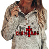 Women's Christmas Hat Plaid Print Sweatshirt